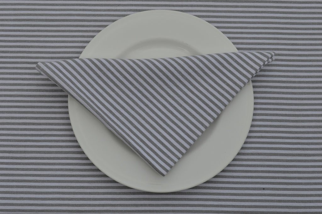 Napkins, Bordeaux Stripe 41x41cm Grey / White pack of 4