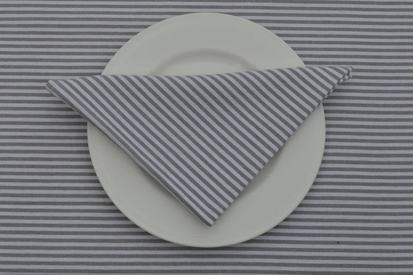 Napkins, Bordeaux Stripe 41x41cm Grey / White pack of 4