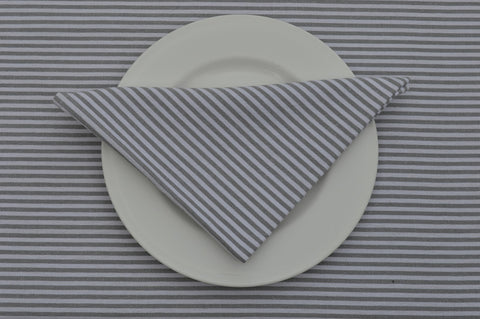 Napkins, Bordeaux Stripe 41x41cm Grey / White pack of 4