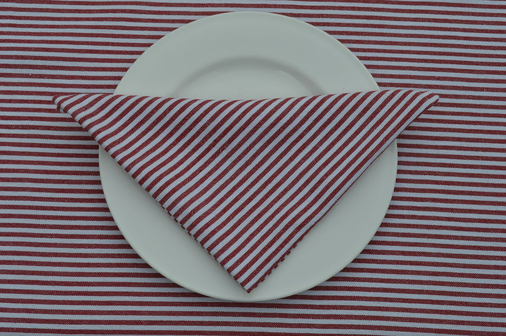 Napkins, Bordeaux Stripe 41x41cm Red / White pack of 4