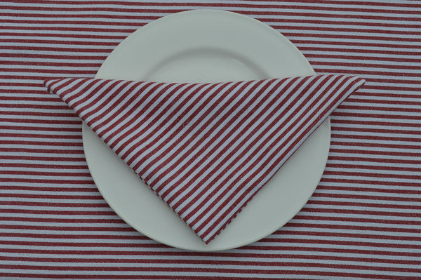 Napkins, Bordeaux Stripe 41x41cm Red / White pack of 4