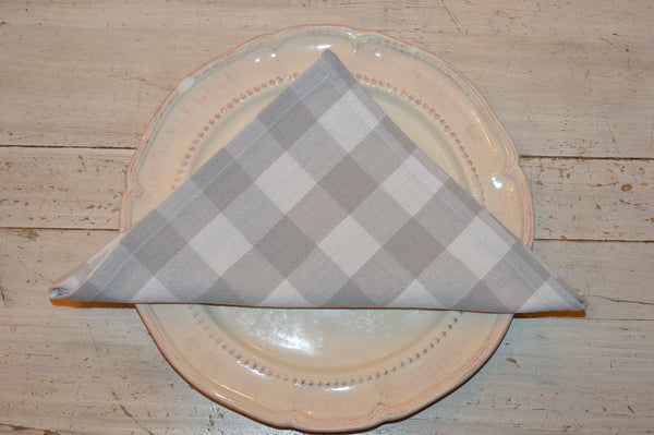 Napkins, Country Check 41x41cm Dove Grey / White pack of 4