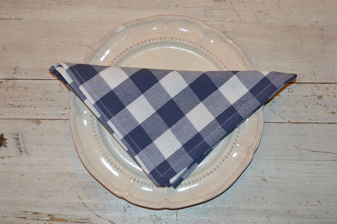Napkins, Country Check 41x41cm Indigo Navy / White pack of 4