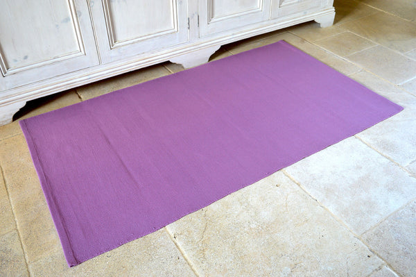 Floor Rug, 100% Cotton Flat Weave Damson Wine 2 Sizes