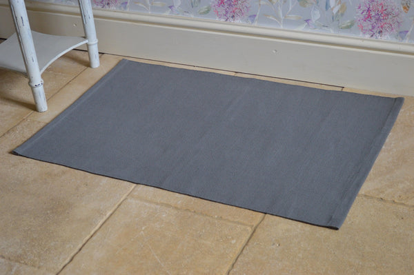 Floor Rug, 100% Cotton Flat Weave Charcoal Grey 2 Sizes