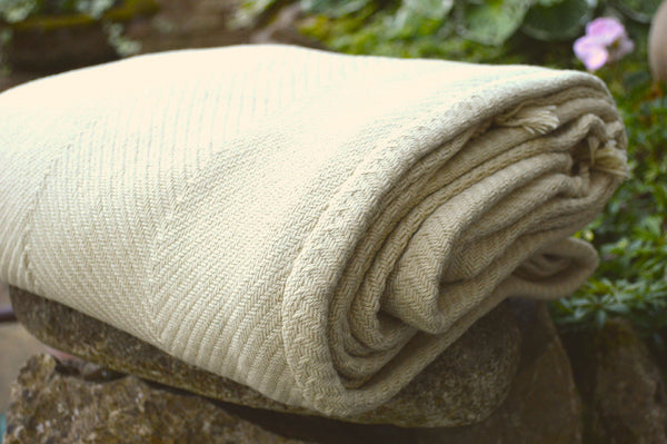 Throw, 100% Cotton Herringbone Weave 150x200cm Golden Sand