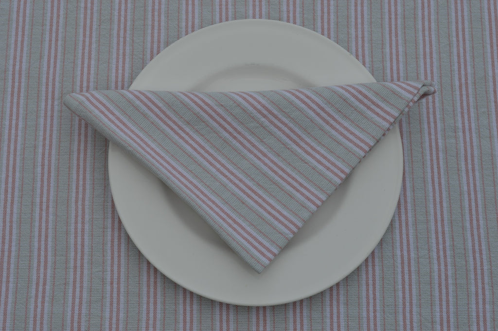Napkins, Holmes Stripe 41x41cm Duck Egg Blue / Red pack of 4