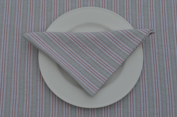 Napkins, Holmes Stripe 41x41cm Duck Egg Blue / Red pack of 4