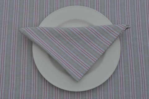 Napkins, Holmes Stripe 41x41cm Duck Egg Blue / Red pack of 4