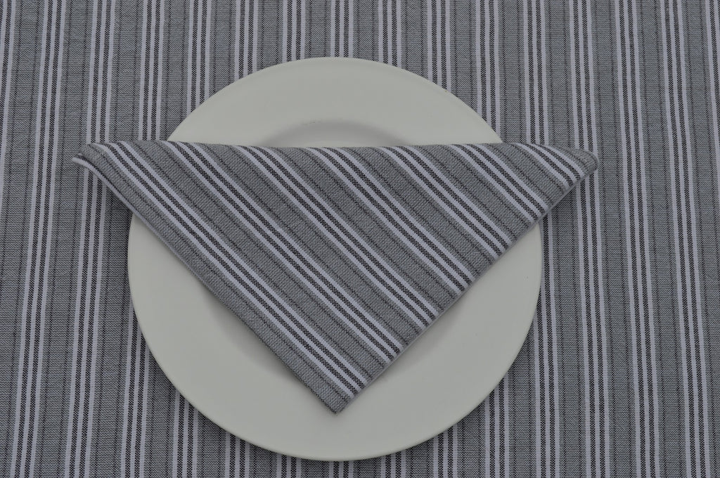 Napkins, Holmes Stripe 41x41cm Grey / Charcoal pack of 4