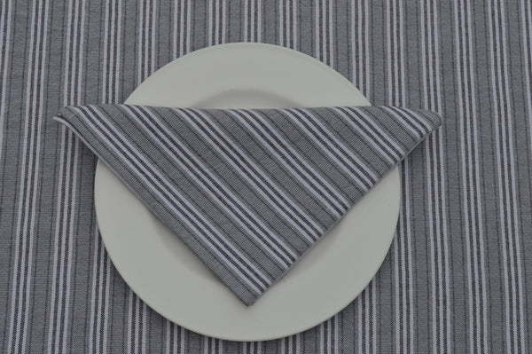 Napkins, Holmes Stripe 41x41cm Grey / Charcoal pack of 4