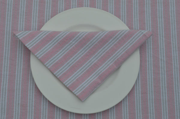 Napkins, Holmes Stripe 41x41cm Pink / Grey pack of 4
