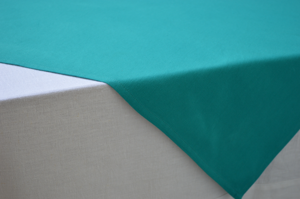 Topper Tablecloth, 100% Cotton Plain Dyed Jade Green 90x90cm 36x36