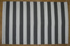 Floor Rug, 100% Cotton Lymington Stripe Flat Weave Charcoal Grey/White 4 Sizes