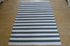Floor Rug, 100% Cotton Lymington Stripe Flat Weave Charcoal Grey/White 4 Sizes