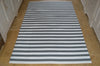 Floor Rug, 100% Cotton Lymington Stripe Flat Weave Charcoal Grey/White 4 Sizes