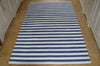 Floor Rug, 100% Cotton Lymington Stripe Flat Weave Indigo Navy/White 4 Sizes