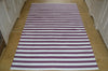 Floor Rug, 100% Cotton Lymington Stripe Flat Weave Damson Plum/White 4 Sizes