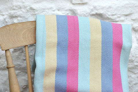 Throw, 100% Cotton Multi Stripe 135x152cm