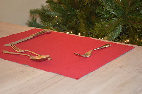 Placemats, Rib Style 33x45cm Christmas Red Pack of 2