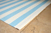 Floor Rug, 100% Cotton Salcombe Stripe Flat Weave Azure Blue/Vanilla Cream 2 Sizes