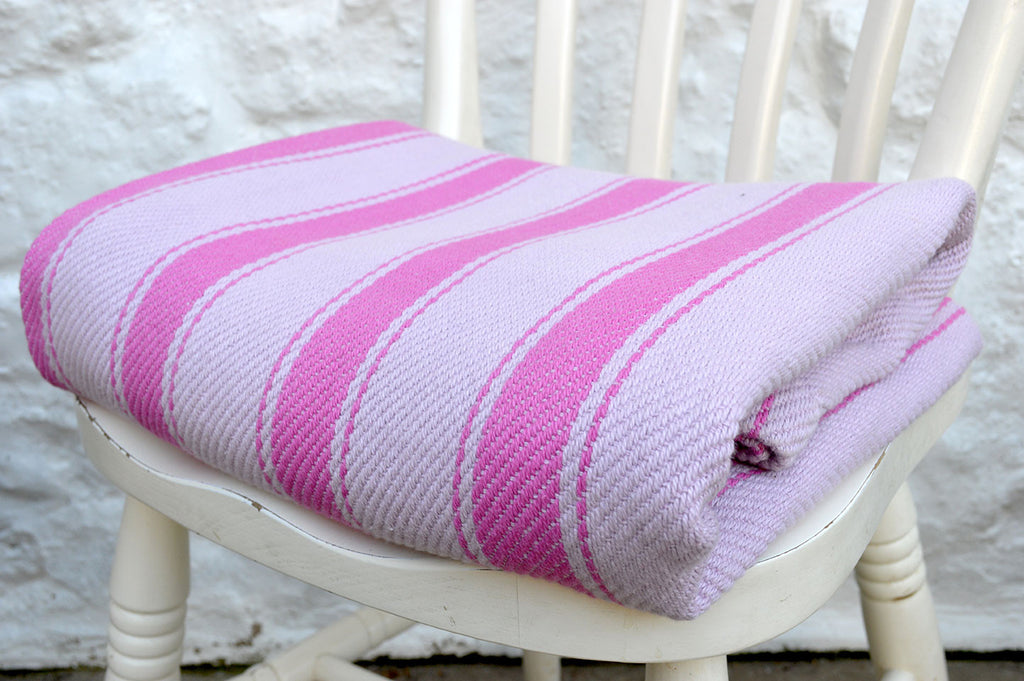 Throw, Solent Stripe in Fuchsia Pink/Orchid Pink 135x152cm