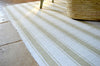 Floor Rug, 100% Cotton Solent Stripe Rib Weave in Golden Sand/White 2 Sizes