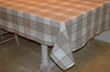 Tablecloth, 100% Cotton Woven Large Check Beige / Cream 10 Sizes Square Round Oblong